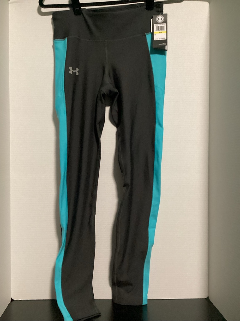 Under Armour Black Leggings with Teal Side Stripe
